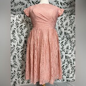 Vintage Style 60's Pink Lace Romantic Party Dress Sz L 12 NWT CocktailWedding #7
